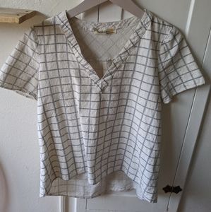 Black and White Grid Cotton Blouse, Box- Cut
